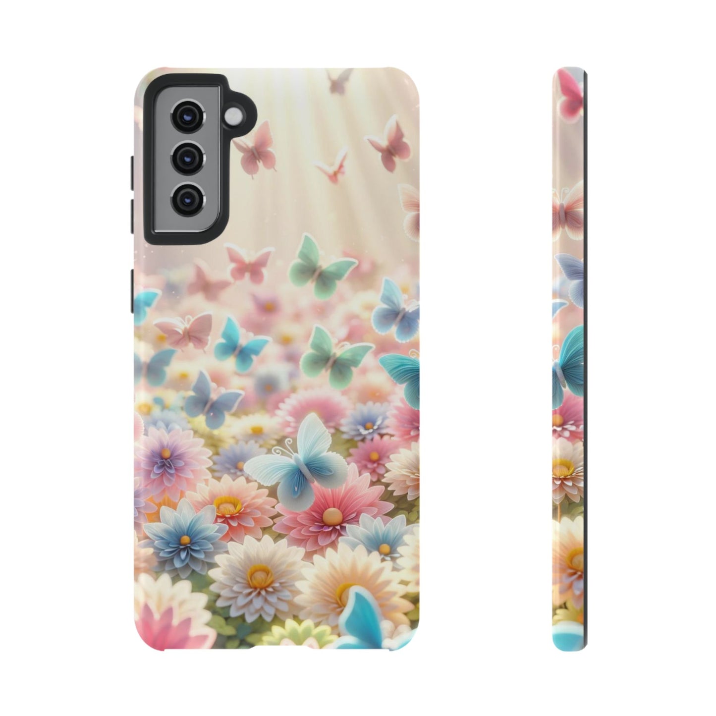 Butterfly Blossom Samsung Case - Pastel Floral Protective Cover