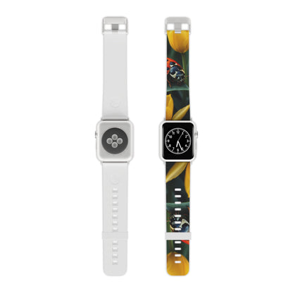 Vibrant Ladybug Amidst a Lush Yellow Flower Garden  Apple Watch Band