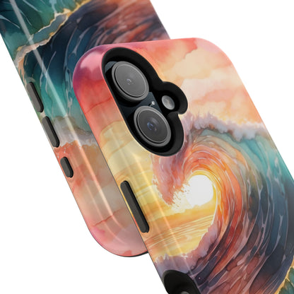 Ocean Sunrise Wave MagSafe iPhone Case – Vibrant Watercolor Wave Design