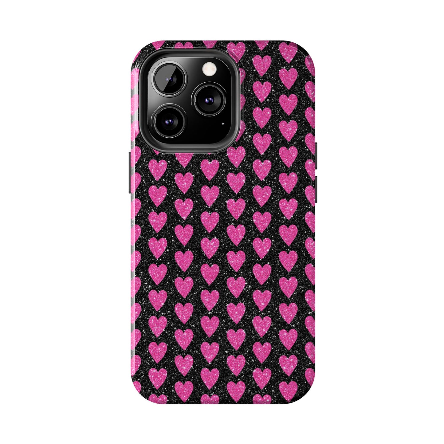 Glitter Pink Hearts iPhone Case