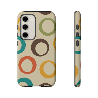 Retro Colorful Rings Samsung Galaxy Case – Shockproof, Matte Finish, Dual-Layer Protection
