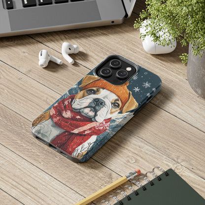 Cozy French Bulldog iPhone Case – Rustic Fireplace Protective Cover