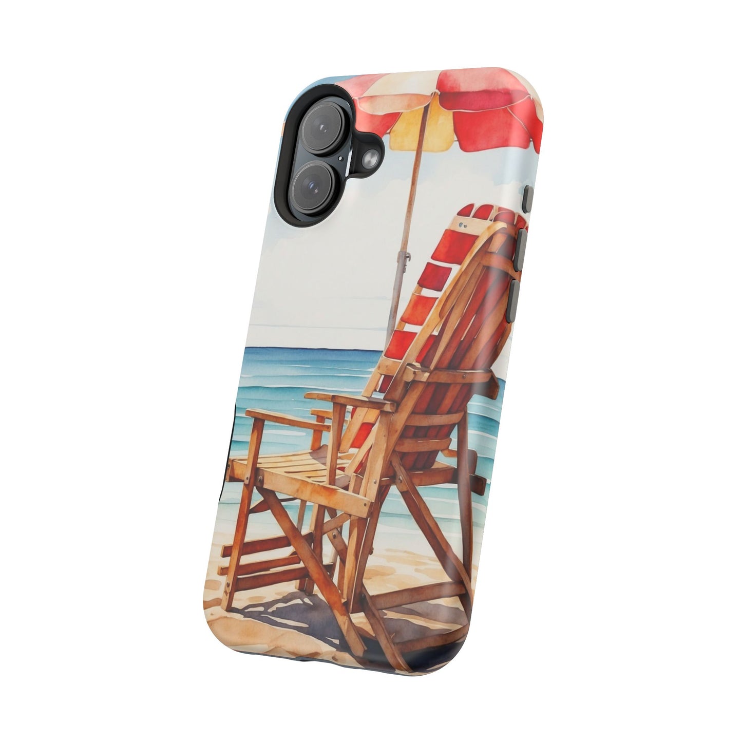 Beach Bliss MagSafe iPhone Series Case – Relaxing Seaside Chair and Umbrella Design