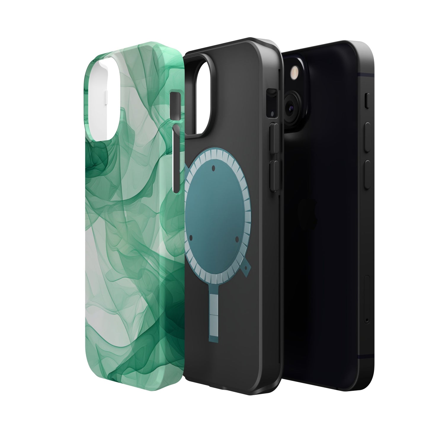 Translucent Flowing Green Fabric MagSafe iPhone Case – Elegant Fluid Design