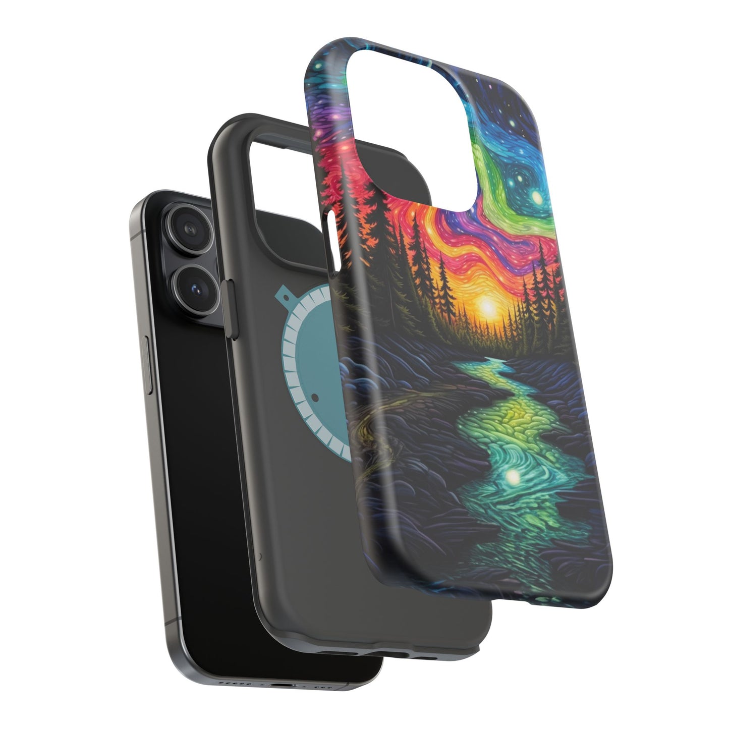 Celestial Nightscape MagSafe iPhone Case – Vibrant River and Starry Sky Design