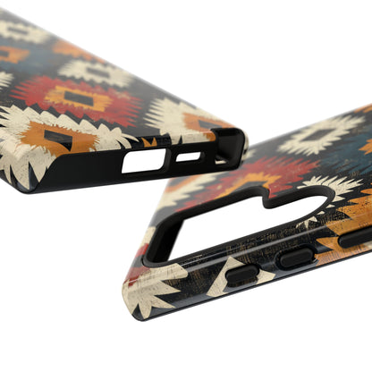 Rustic Tribal Sunburst Tough Samsung Galaxy  Case – Vibrant Geometric Design, Dual-Layer Protection