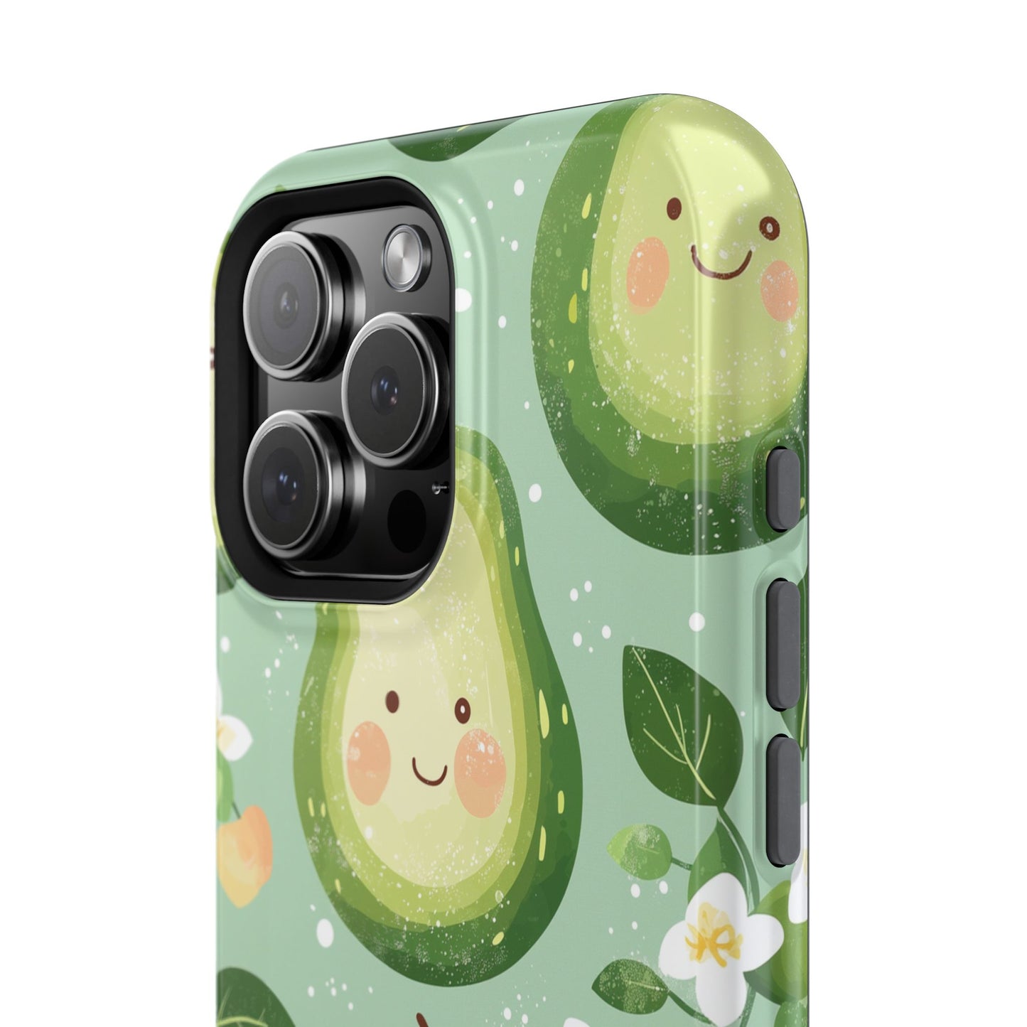 Smiling Avocados Tough MagSafe iPhone Case – Cute Avocado Design, Dual-Layer Protection