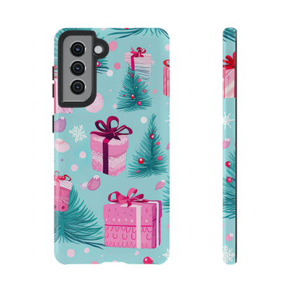 Festive Pink Christmas Gifts and Evergreen Samsung Galaxy Case – Holiday Theme, Protective Cover