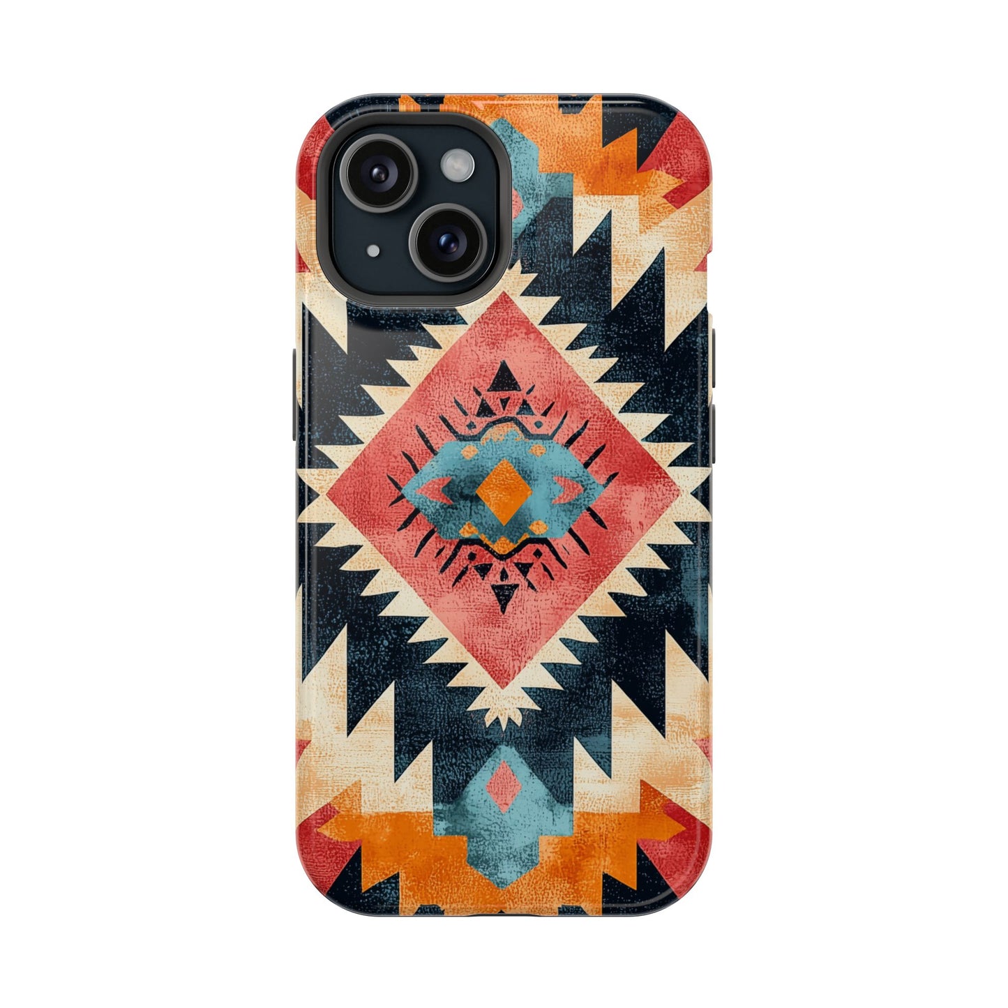 Bold Aztec Pattern Tough MagSafe iPhone Case – Vibrant Geometric Design, Dual-Layer Protection