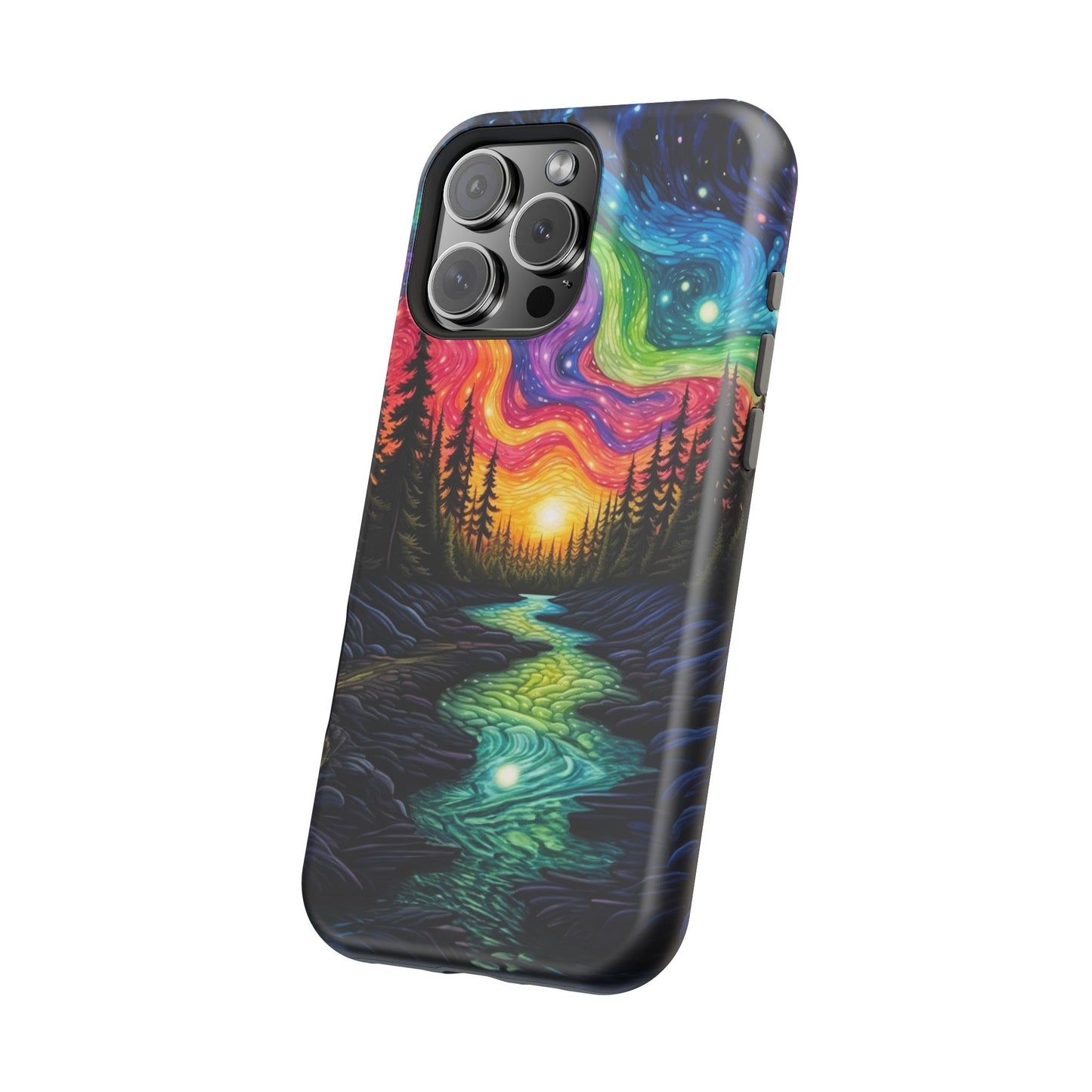 Celestial Nightscape MagSafe iPhone Case – Vibrant River and Starry Sky Design