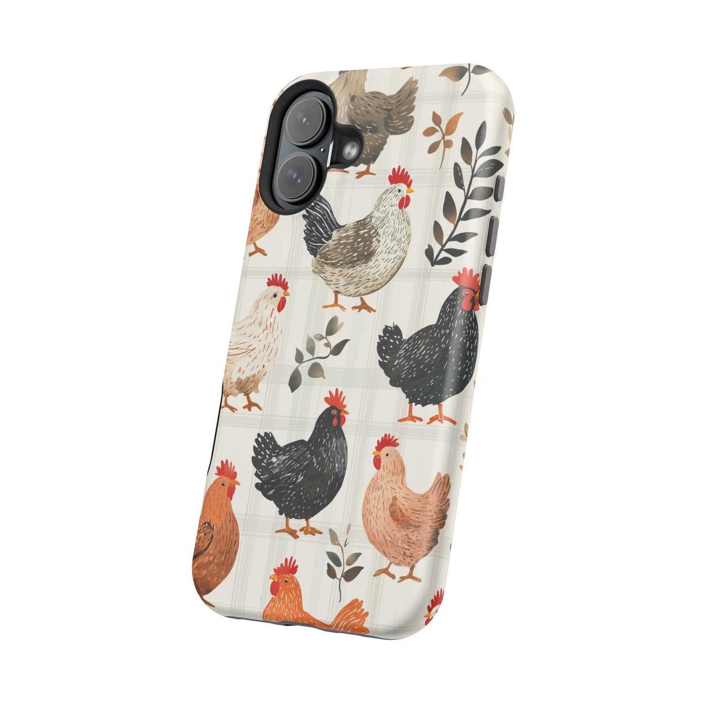 MagSafe iPhone Case: Vintage Chicken & Leaves – Farmhouse Style Case