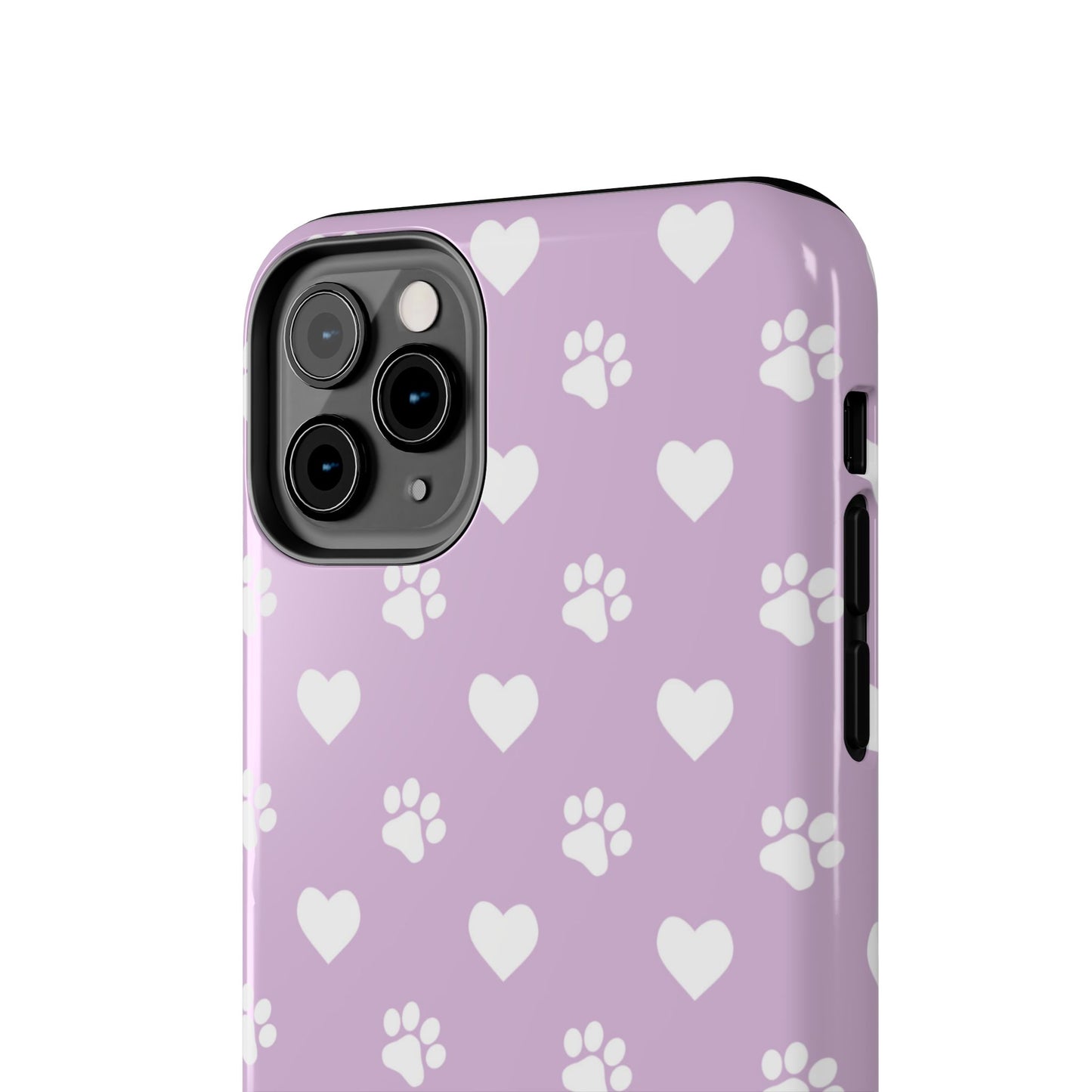 Purple Hearts & Paw Prints - Cute Pet Lover iPhone Case