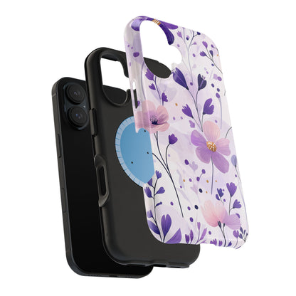 Purple Floral Bliss MagSafe iPhone Case – Delicate Blossom Design