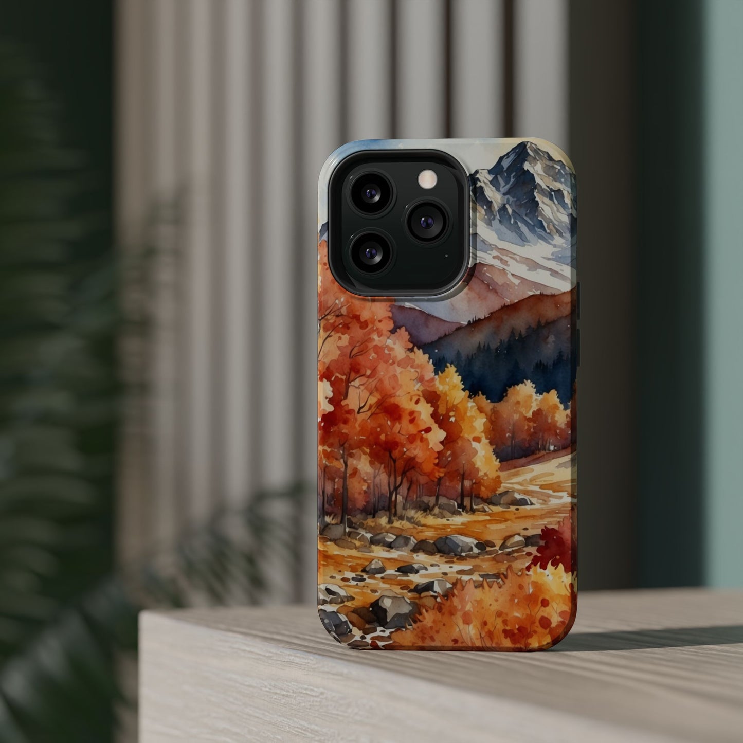 Watercolor Autumn Forest and Mountains - MagSafe iPhone Case