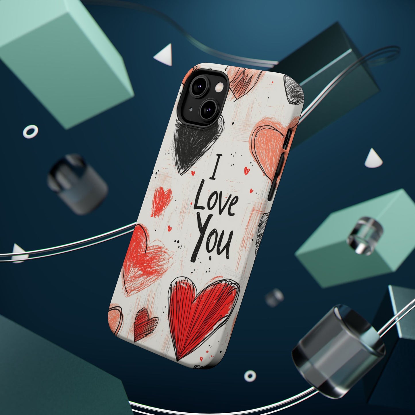 Romantic "I Love You" Heart Sketch - MagSafe Compatible Case