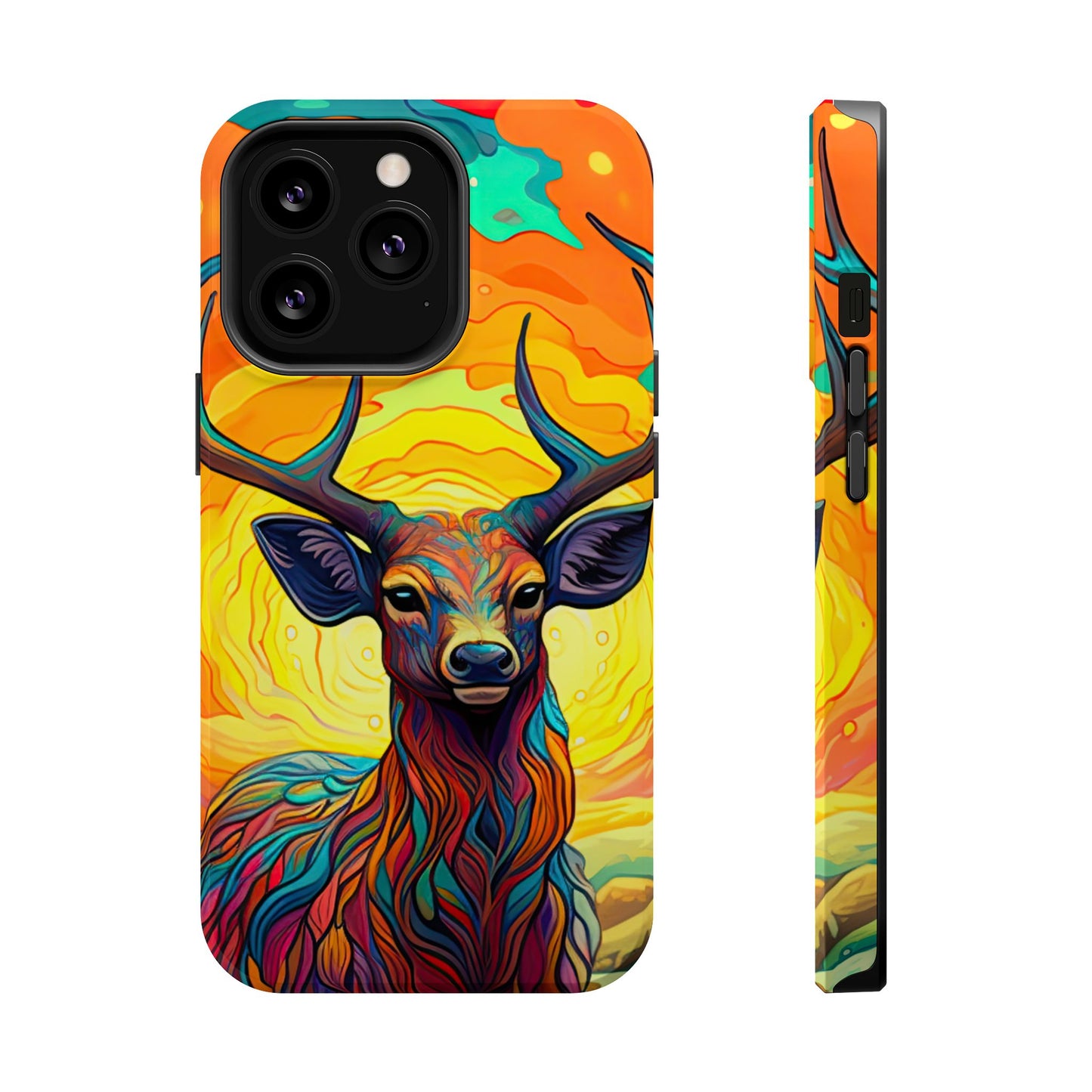 Vibrant Stag in Bloom – MagSafe iPhone Case