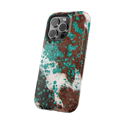 Teal Glitter Cowhide - MagSafe iPhone Series Case