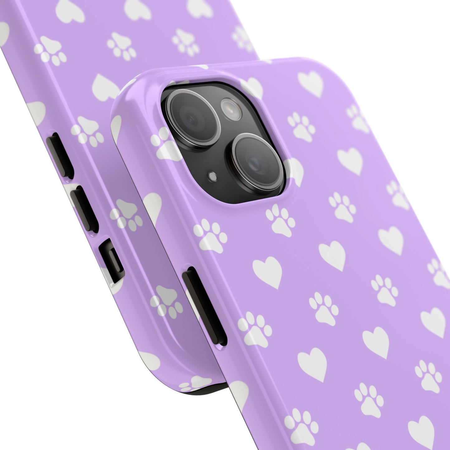 Lilac Paw Prints & Hearts – iPhone Case