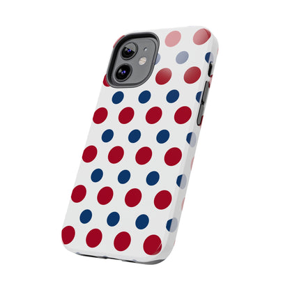 Patriotic Navy, White, and Red Polka Dot iPhone Case