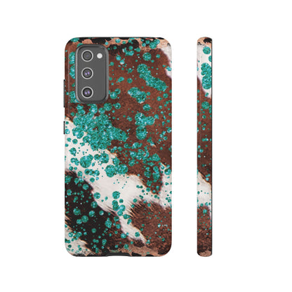 Teal Glitter Cowhide - Samsung Galaxy Series Case