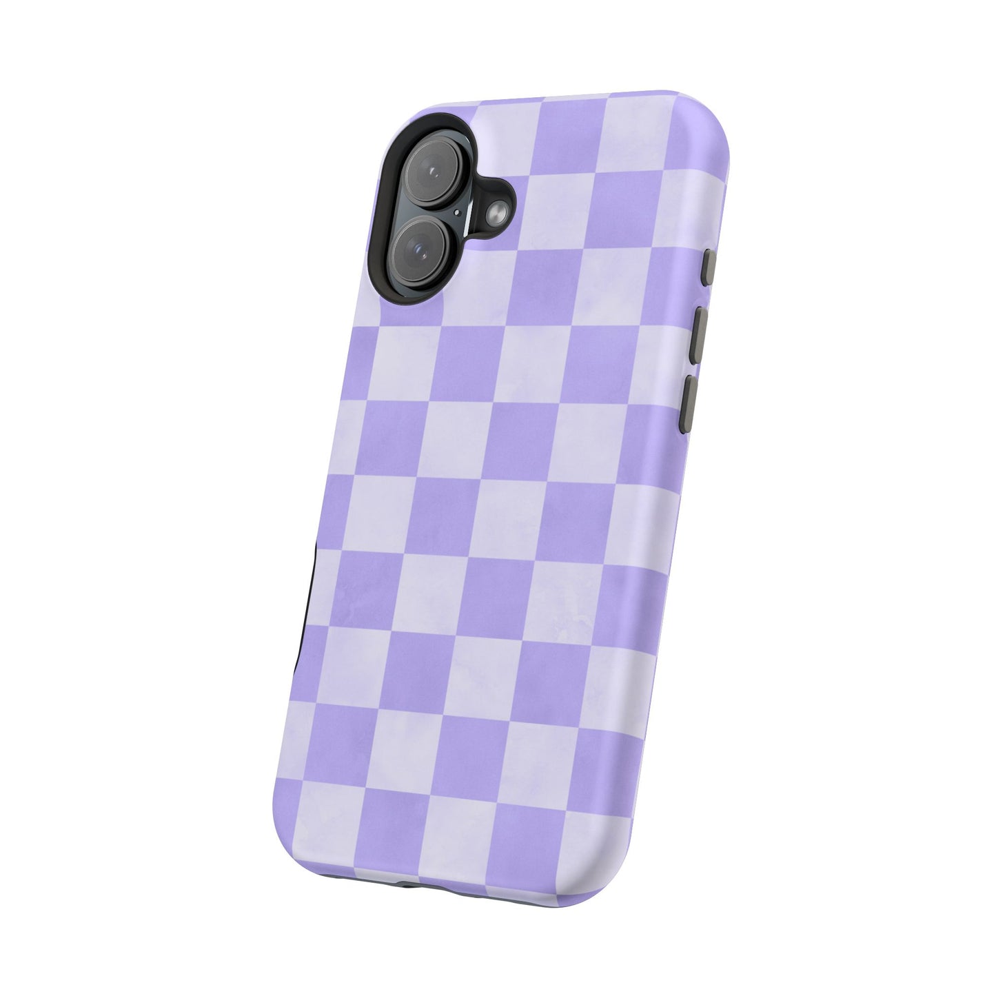 Lavender Checkerboard MagSafe iPhone Case – Shockproof, Smooth Matte Finish, Dual-Layer Design