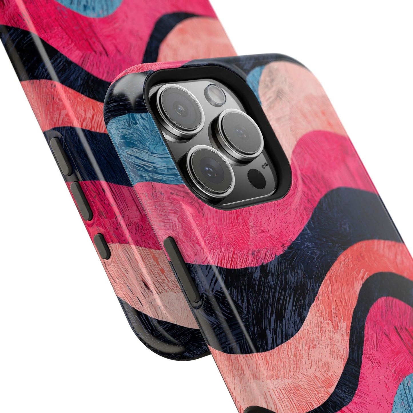 Abstract Wave Pattern MagSafe iPhone Case – Shockproof, Matte Finish, Dual-Layer Protection