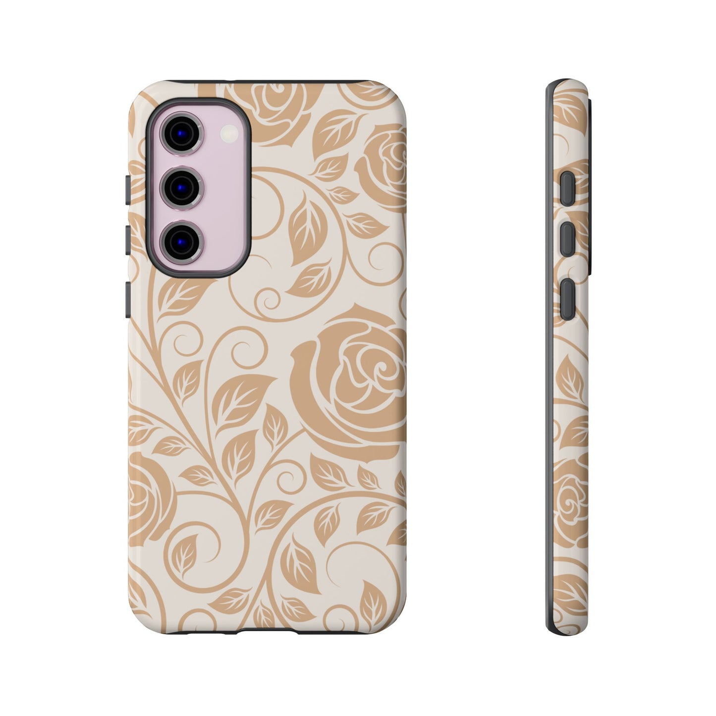 Vintage Rose Vine Tough Samsung Galaxy Case – Elegant Floral Pattern with Dual-Layer Protection