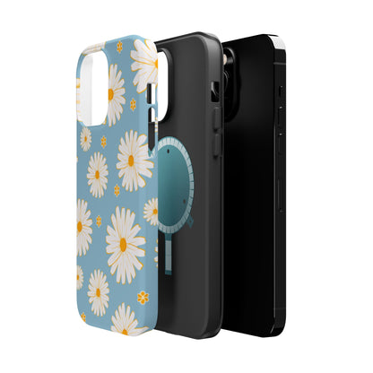 Bright Daisy MagSafe iPhone Case – Light Blue Background, Shockproof and Slim Design