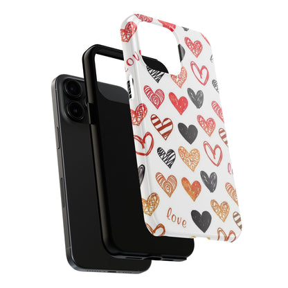 iPhone Case: Hand-Drawn Hearts & Love