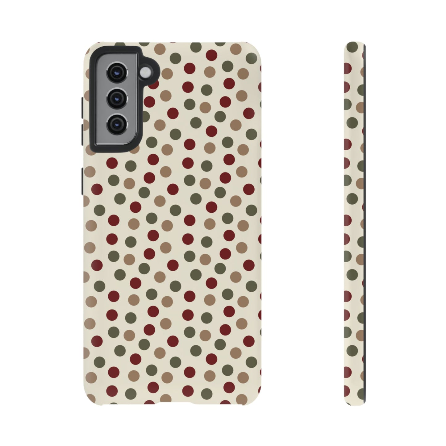 Festive Red & Green Polka Dots on Cream – Samsung Galaxy Case