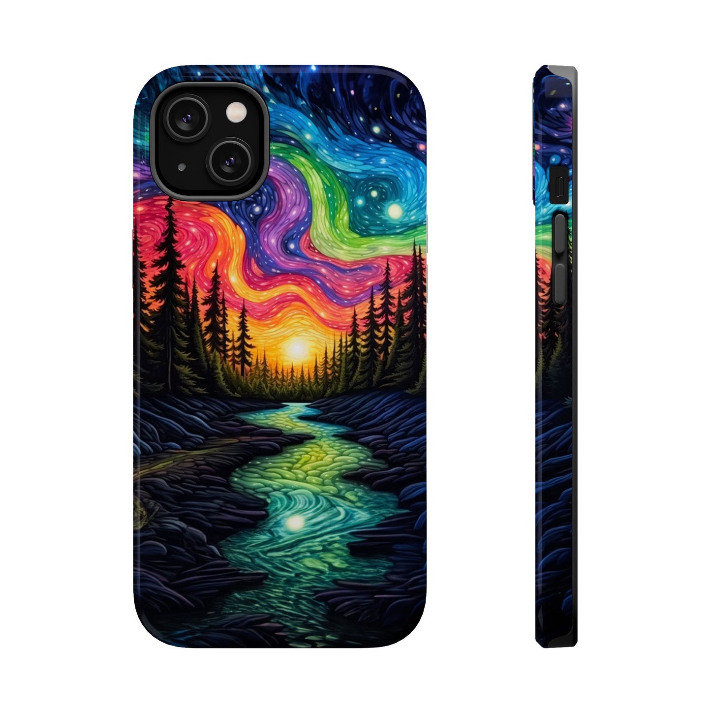 Celestial Nightscape MagSafe iPhone Case – Vibrant River and Starry Sky Design