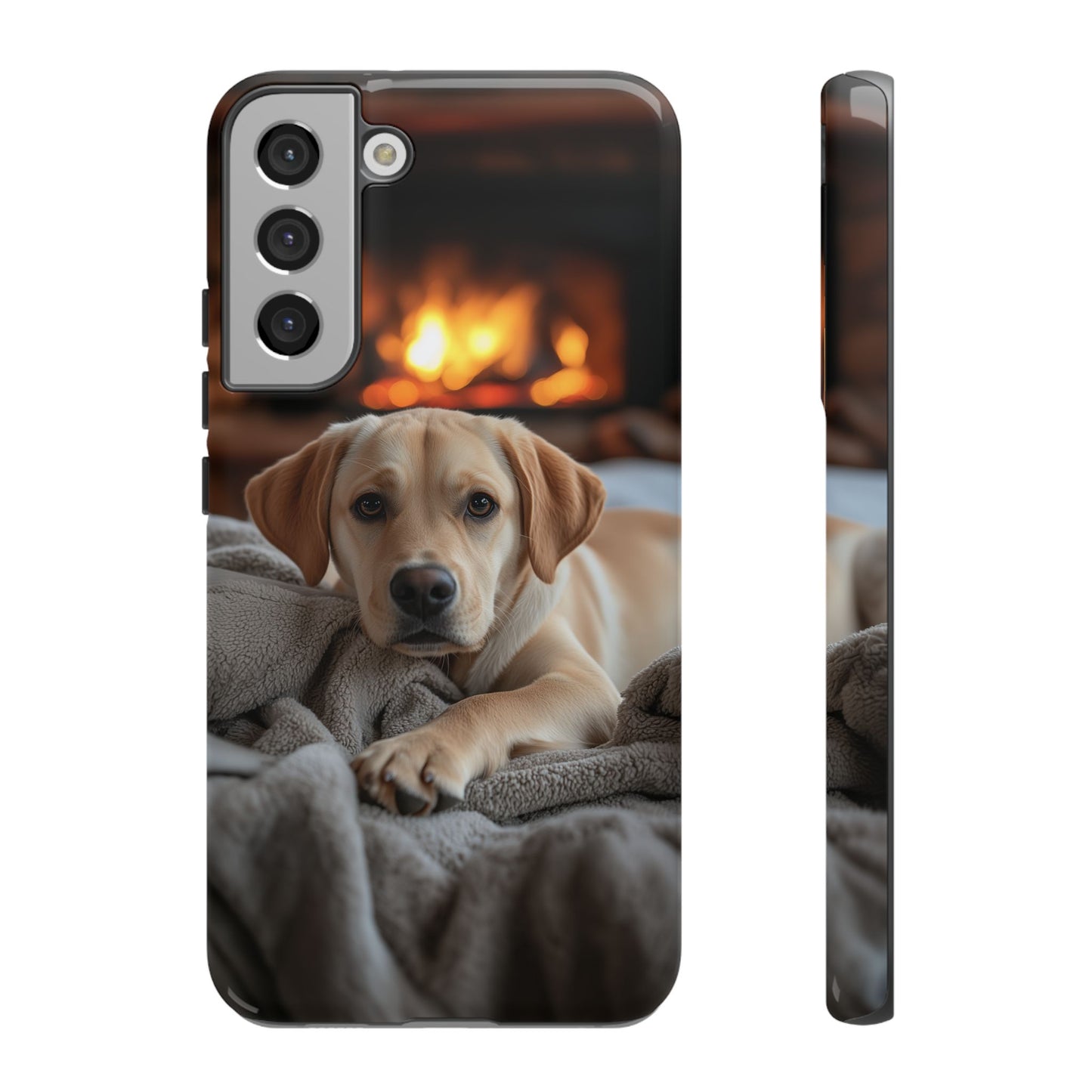 Cozy Golden Retriever by the Fireplace - Samsung Galaxy Case