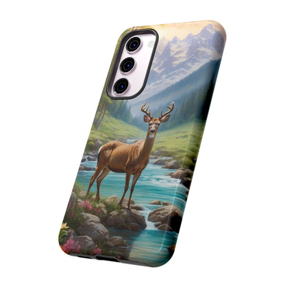 Alpine Serenity – Stag in Mountain Bliss Samsung Galaxy Phone Case