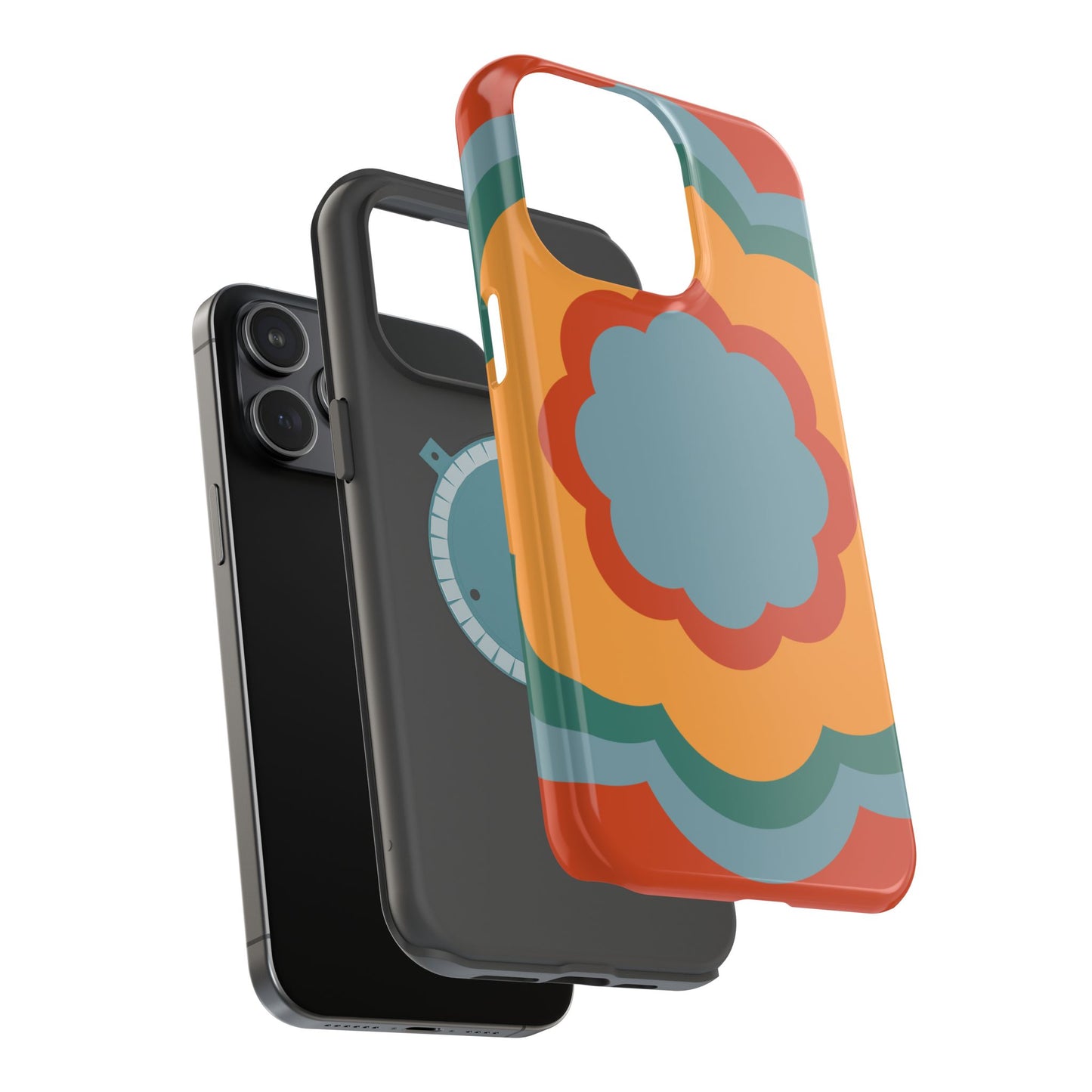 Retro Flower Power MagSafe iPhone Case – Bold 70s-Inspired Design with Dual-Layer Protection