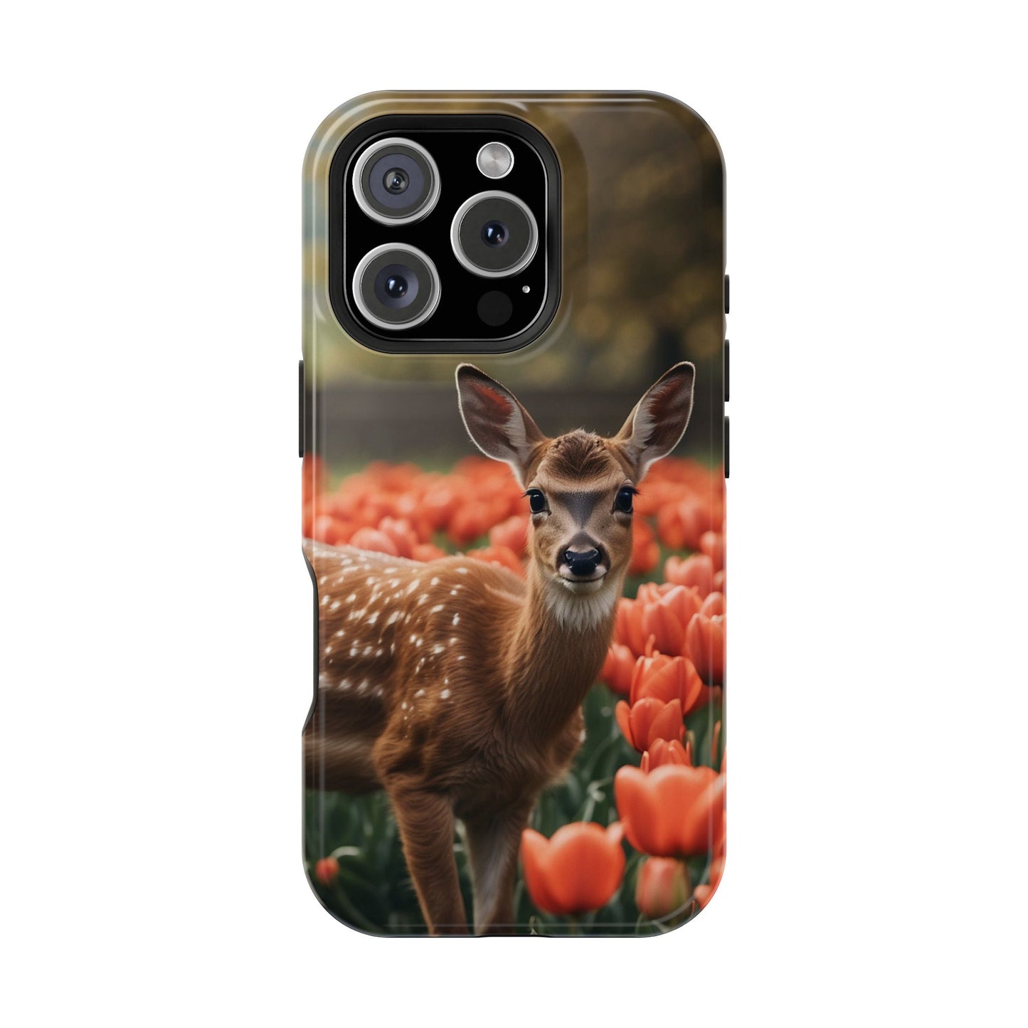 Fawn Among Tulips MagSafe iPhone Case