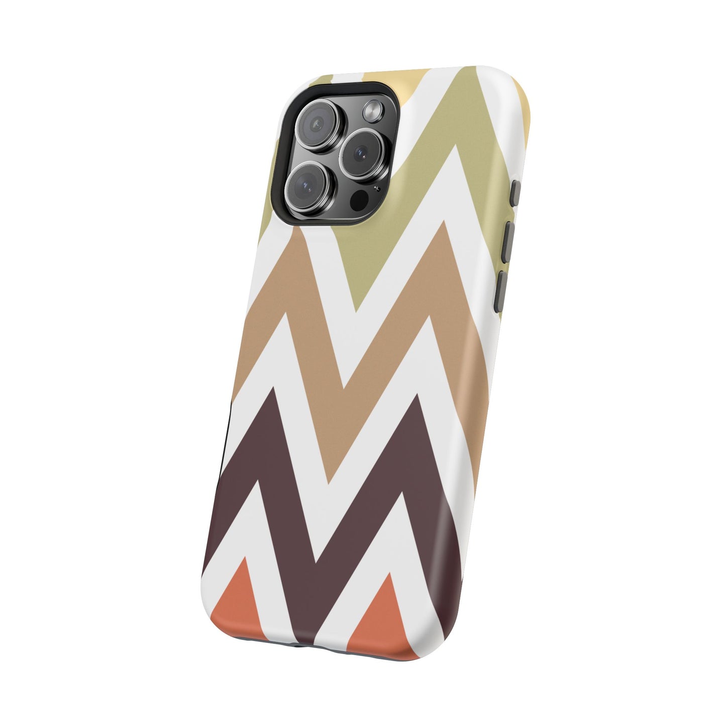 Earthy Chevron MagSafe iPhone Case – Boho-Inspired Design with Dual-Layer Protection