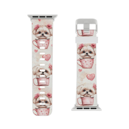 Floral Puppy in Teacup Apple Watch Band