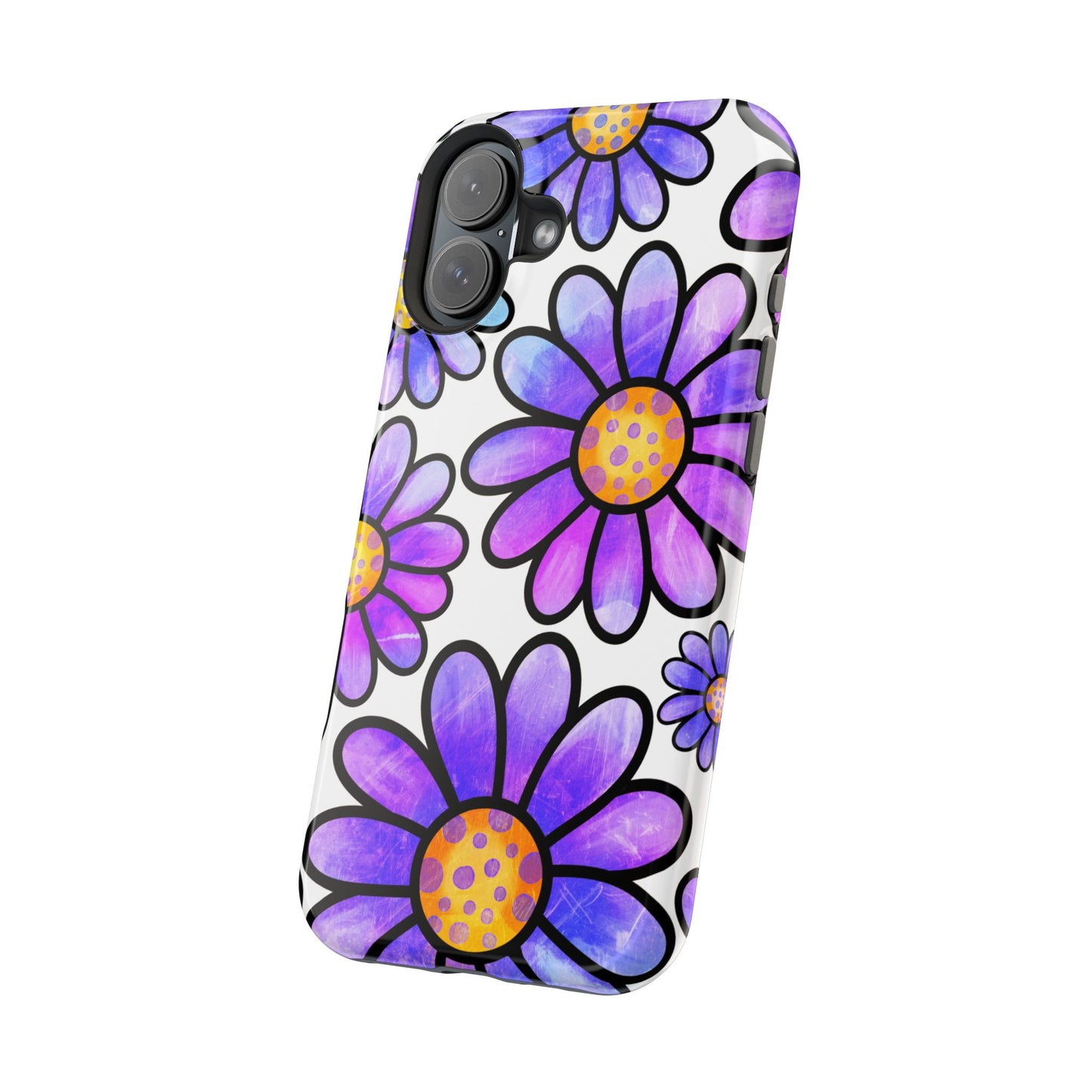 Purple Daisy Delight MagSafe iPhone Case – Slim Profile, Glossy Finish