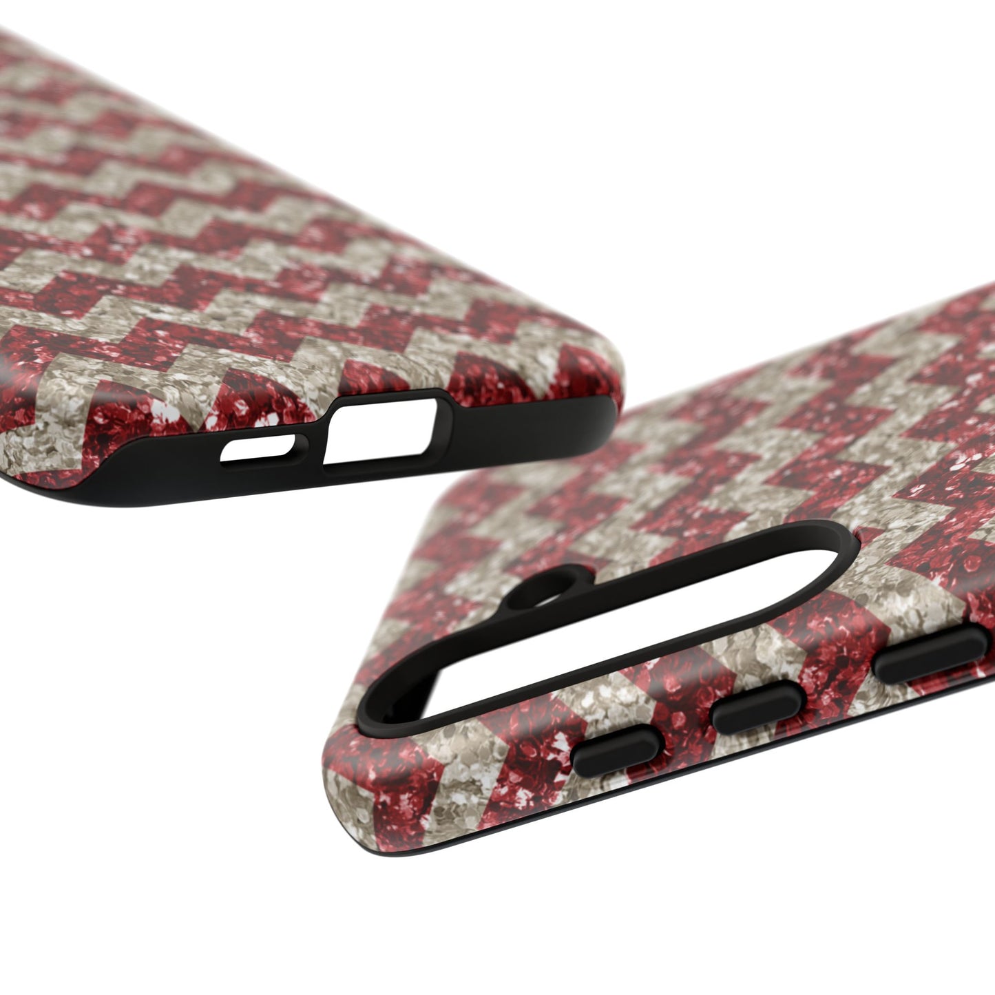 Sparkling Red & White Chevron – Glitter Illusion MagSafe iPhone Case