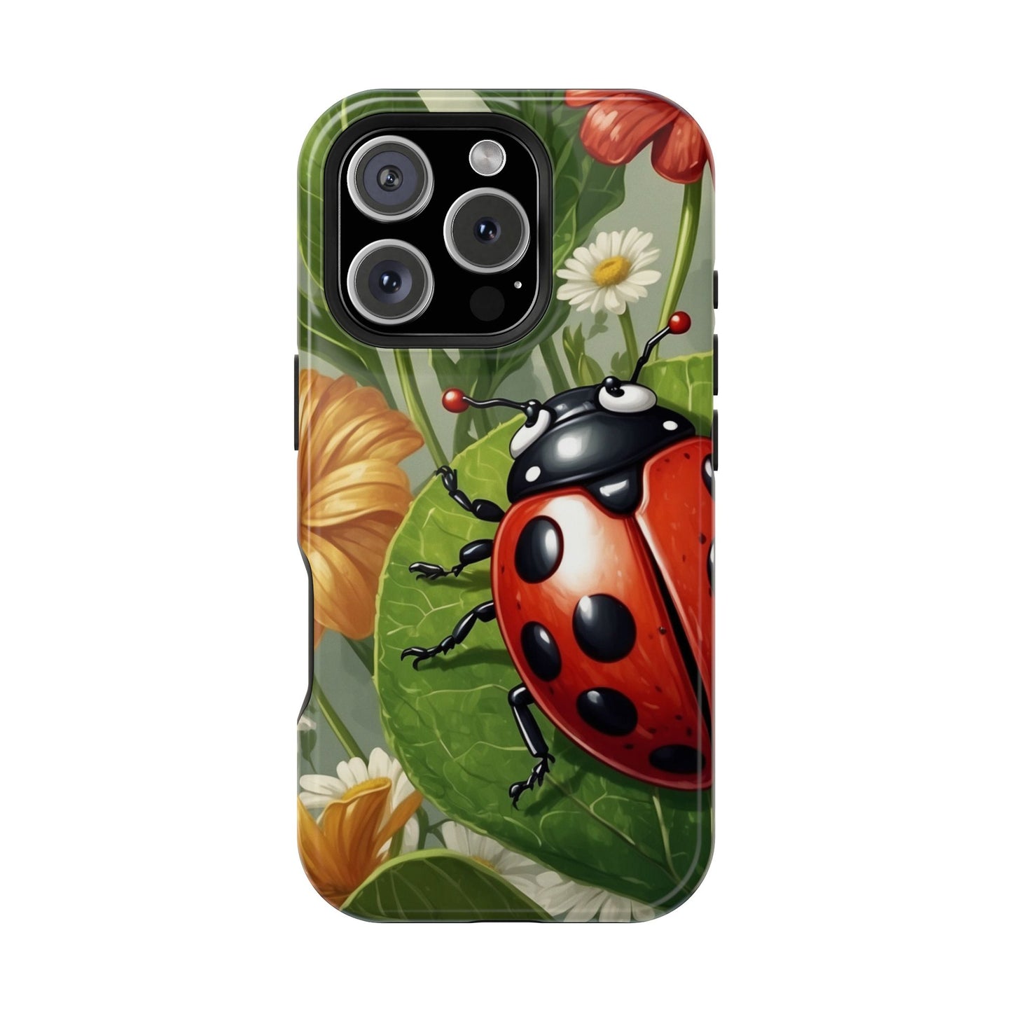 Ladybug Garden MagSafe iPhone Case – Whimsical Floral Design