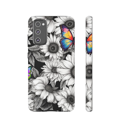 Rainbow Butterflies & Monochrome Sunflowers – Samsung Galaxy Case