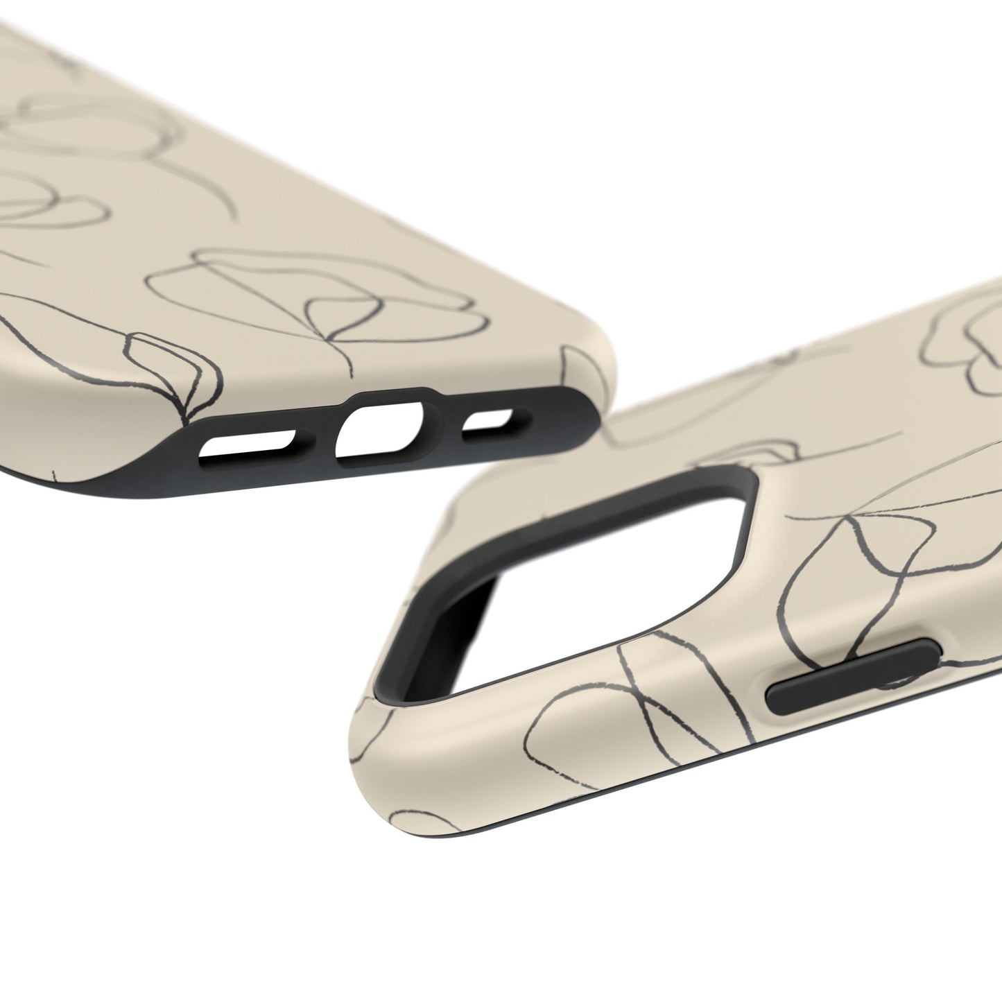 Minimalist Line Art Floral Tough MagSafe iPhone Case – Elegant Abstract Design with Dual-Layer Protection