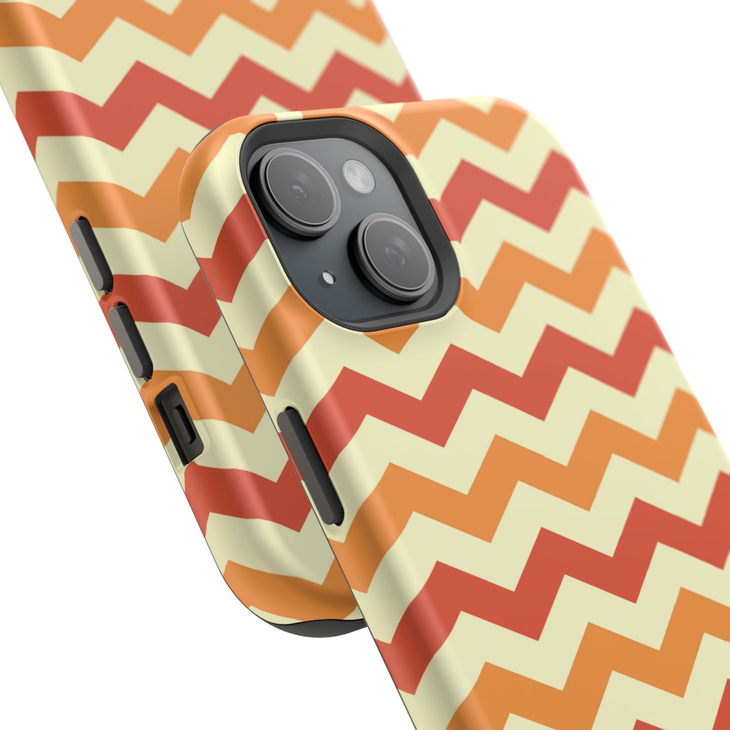 Warm Sunset Chevron – Orange, Red & Cream Geometric MagSafe iPhone Case