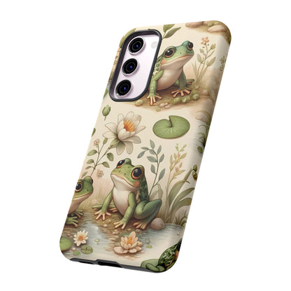 Cute Frogs Phone Case - Pond Pals Frolic - Charming Frog Lily Pad Phone Case for iPhone, Google & Samsung! Great Gift For Any Frog Lover!