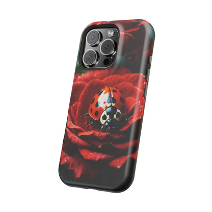 Elegant Rose & Ladybug Charm - MagSafe iPhone Case