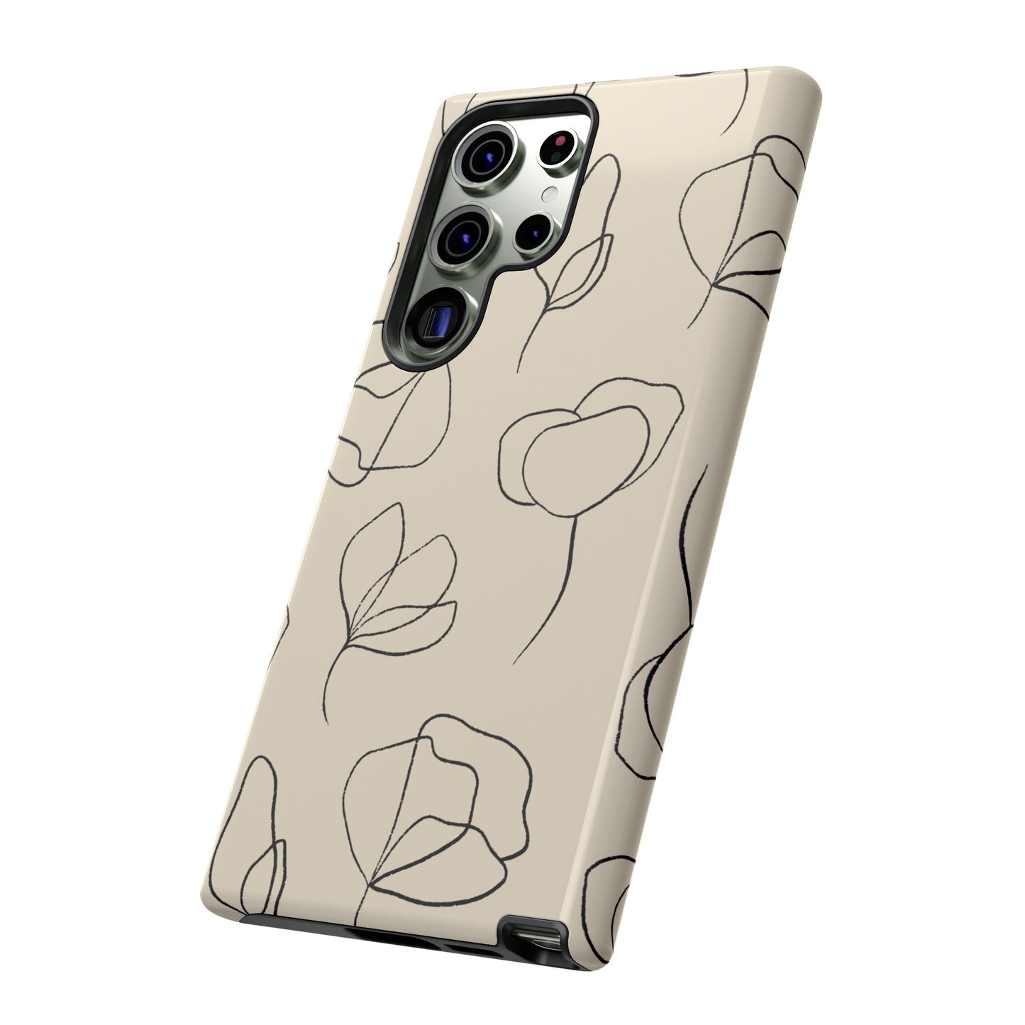 Minimalist Line Art Floral Tough Samsung Galaxy Case – Elegant Abstract Design with Dual-Layer Protection