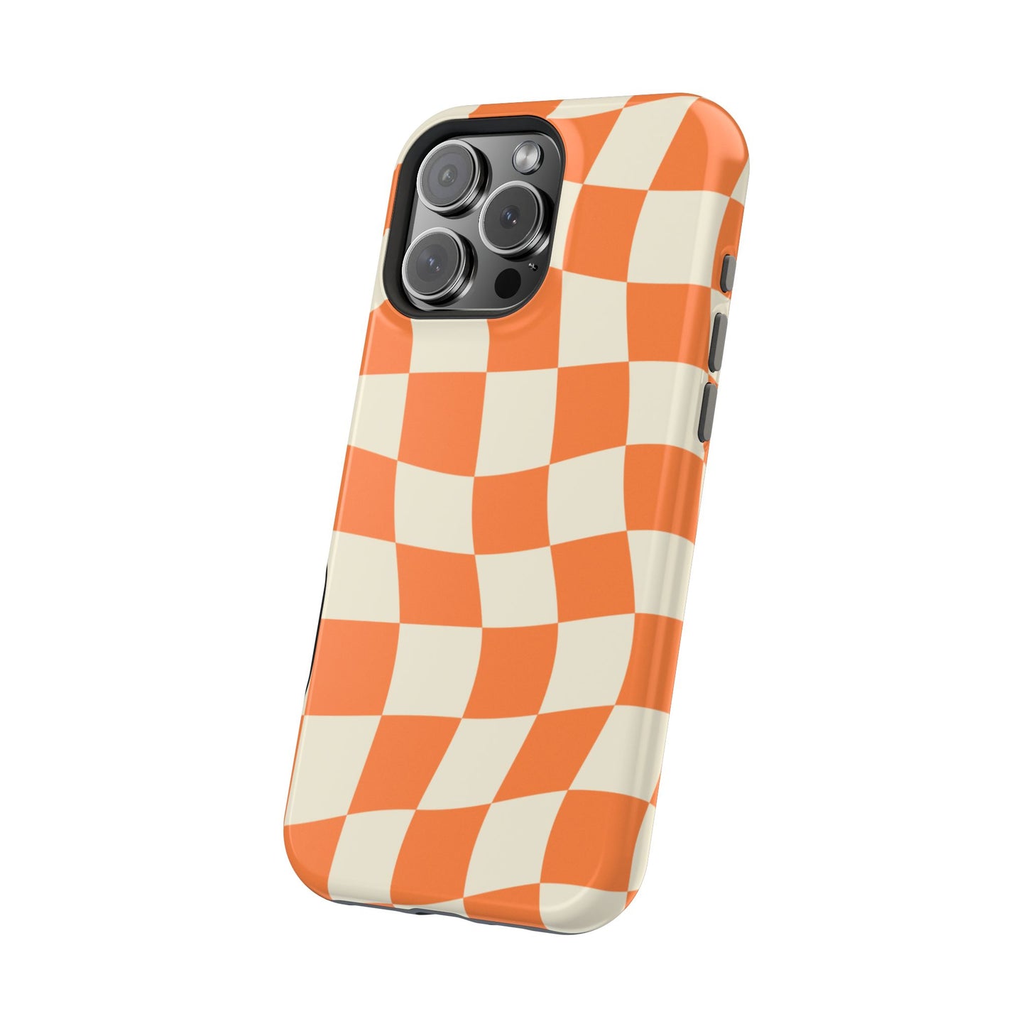 Wavy Retro Checkerboard MagSafe iPhone Case – Shockproof, Matte Finish, Dual-Layer Protection