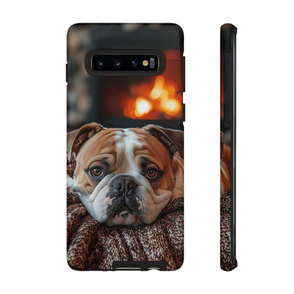 Cozy Bulldog Samsung Galaxy Case – Fireside-Inspired Protective Cover