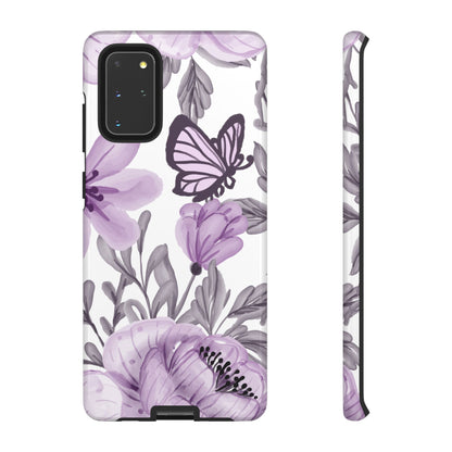 Lavender Bloom Butterfly Samsung Galaxy Case – Delicate Floral Design with Watercolor Details