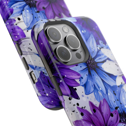 Vibrant Purple & Blue Floral Splash - MagSafe iPhone Series Case